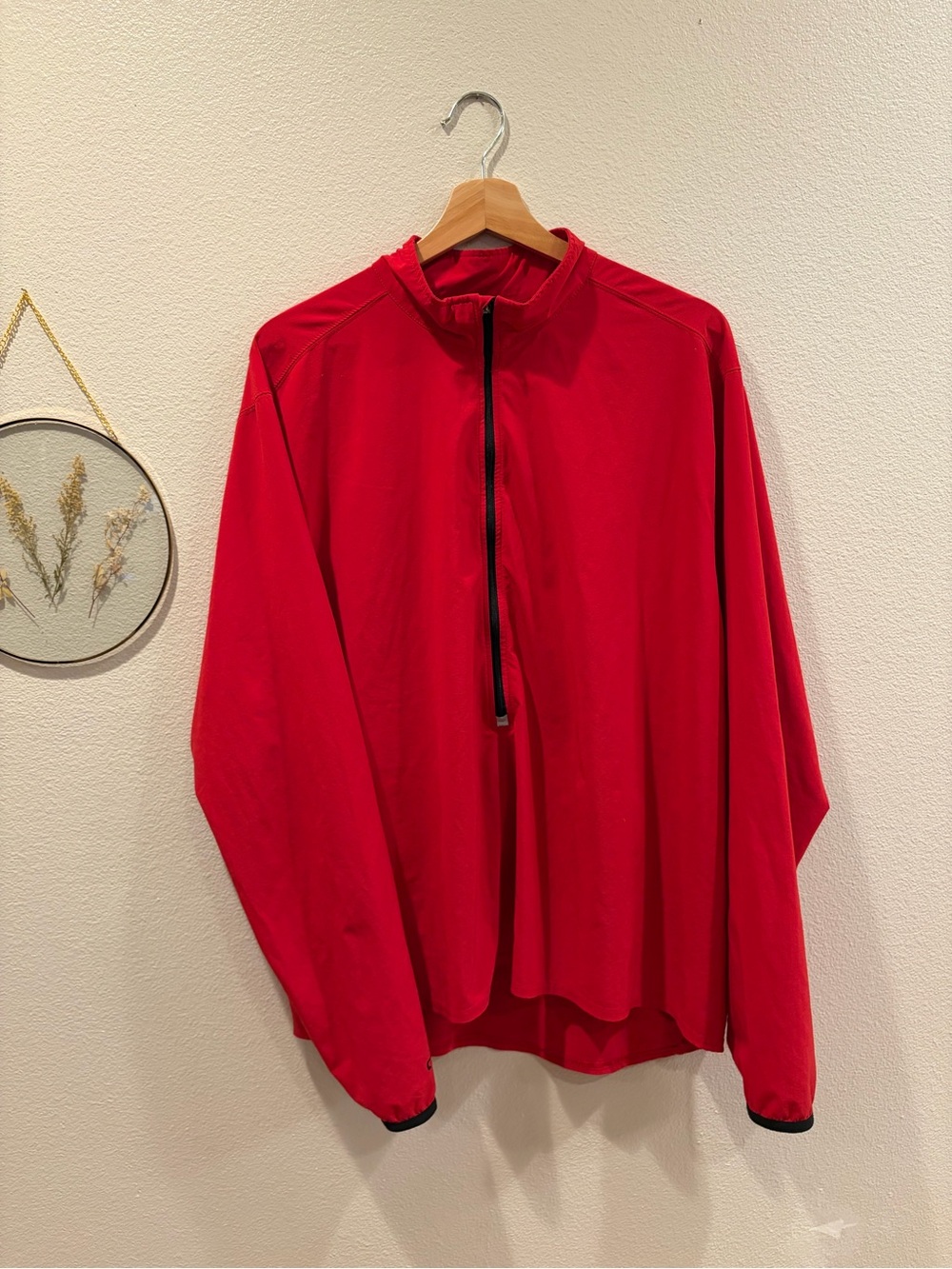 Nike Red Lightweight Quarter-Zip Shirt Jacket with Black Trim